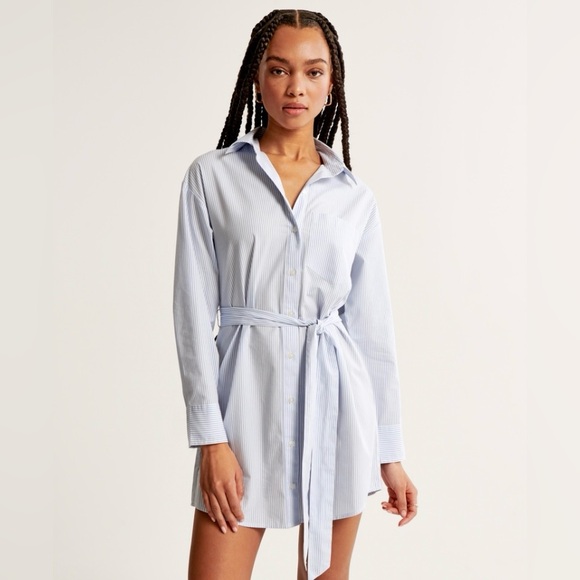 Abercrombie Relaxed Poplin Shirt Dress - Picture 2 of 7